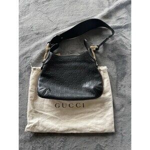 Gucci Guccissima Leather Hobo Bag Horsebit Creole Black Never Used Mint